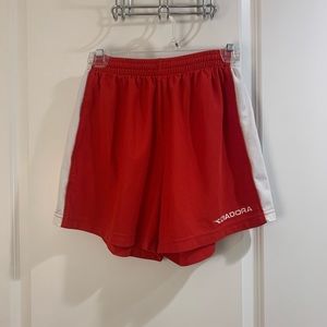 Diadora red soccer shorts